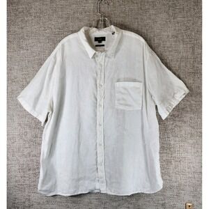 Vince 100% Linen Short Sleeve Shirt Mens XXL White Classic Fit Preppy Beach